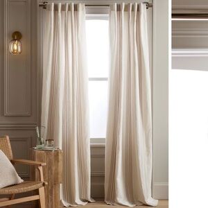 NWT QUINCE Set Of 2 48x84 Coastal Stripe Linen Cotton Curtain Iv/Natural 4314